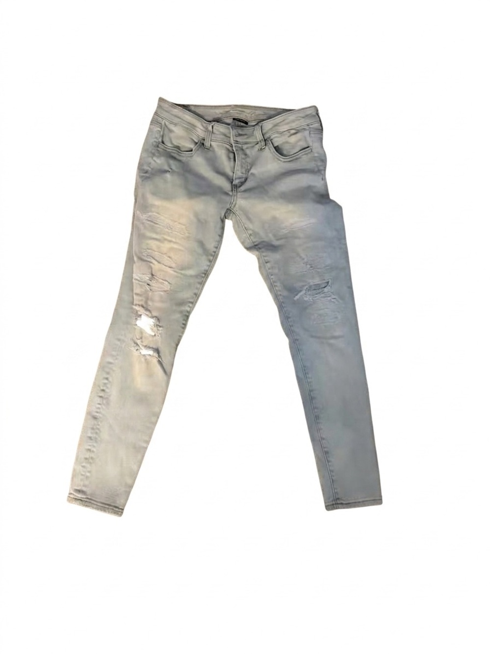 American Eagle Outfitters Light Gray Distressed Skinny Jeans